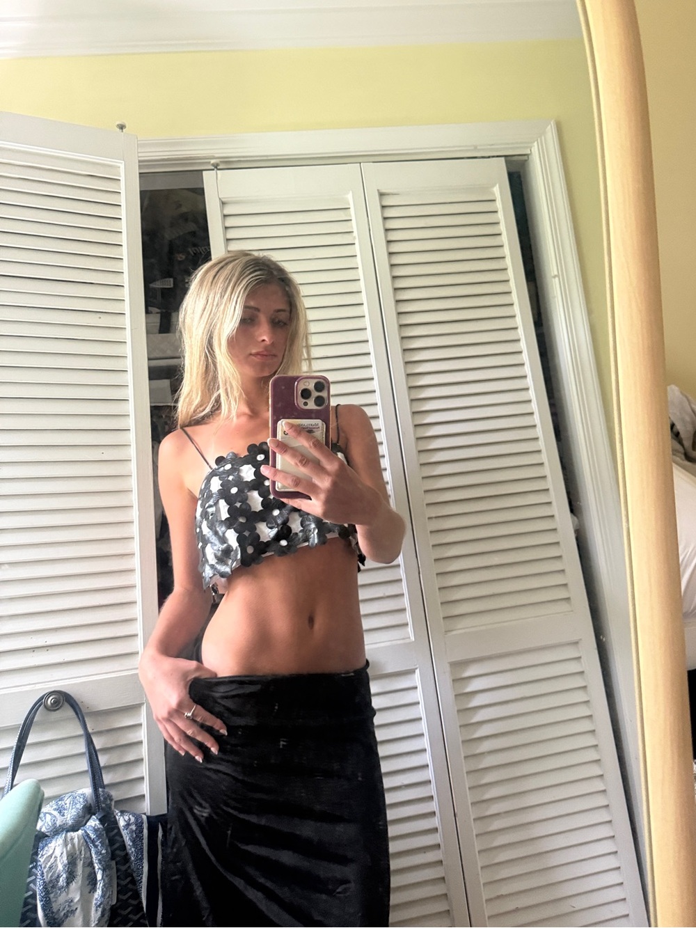 Hollister Black Floral Cutout Tank Top
